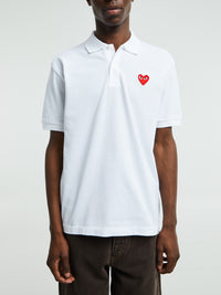 Comme des Garçons PLAY - U T-Shirt Red Emblem Knit in White