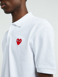 Comme des Garçons PLAY - U T-Shirt Red Emblem Knit in White