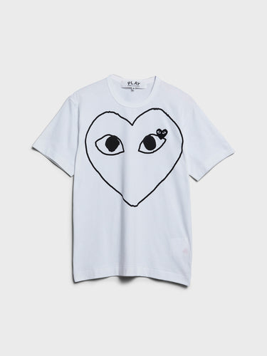 Comme des Garçons PLAY - T-Shirt With Black Emblem in White