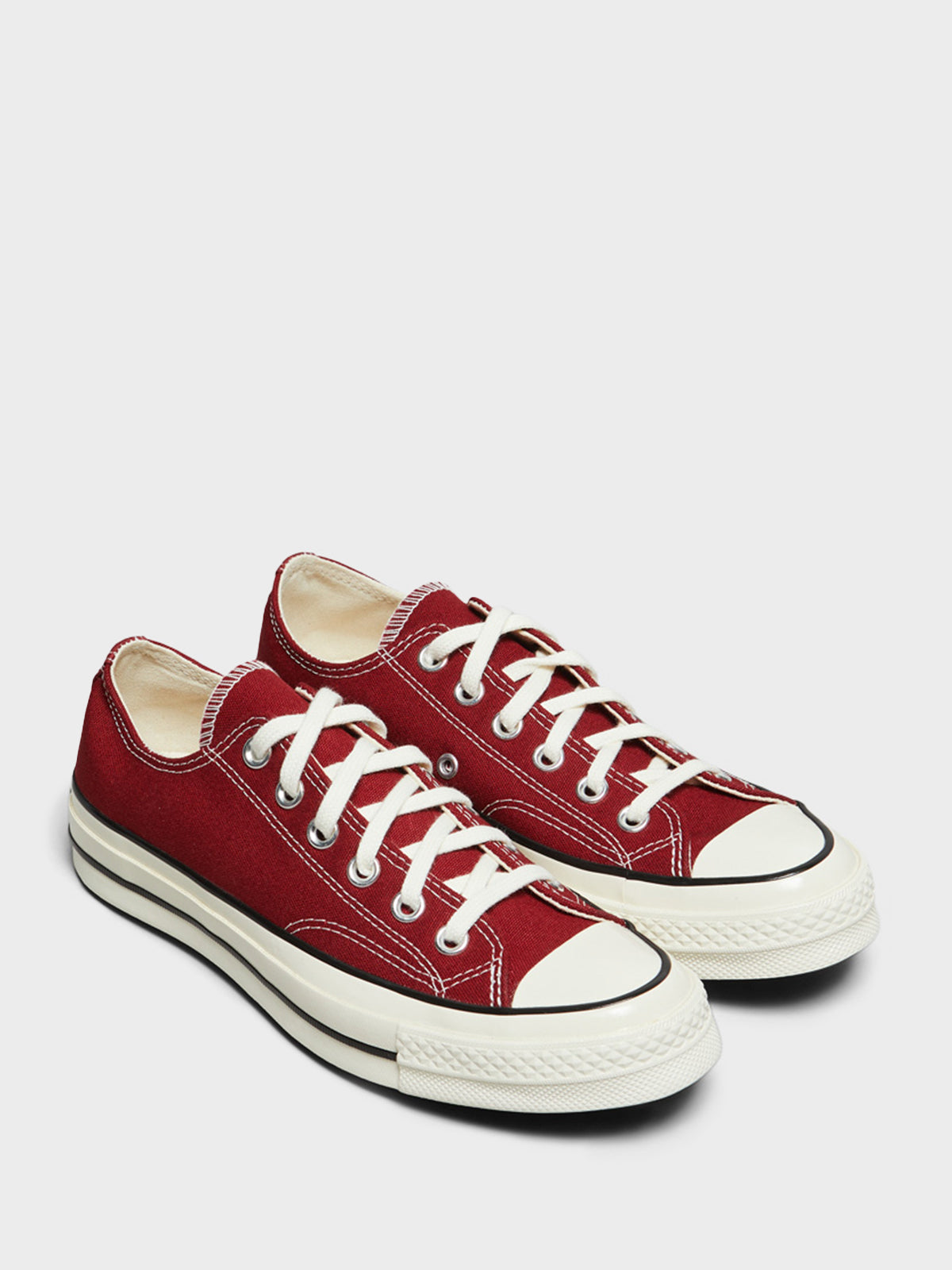 Converse - Chuck 70 Low Top Canvas Sneakers in Park Red, Egret and Black