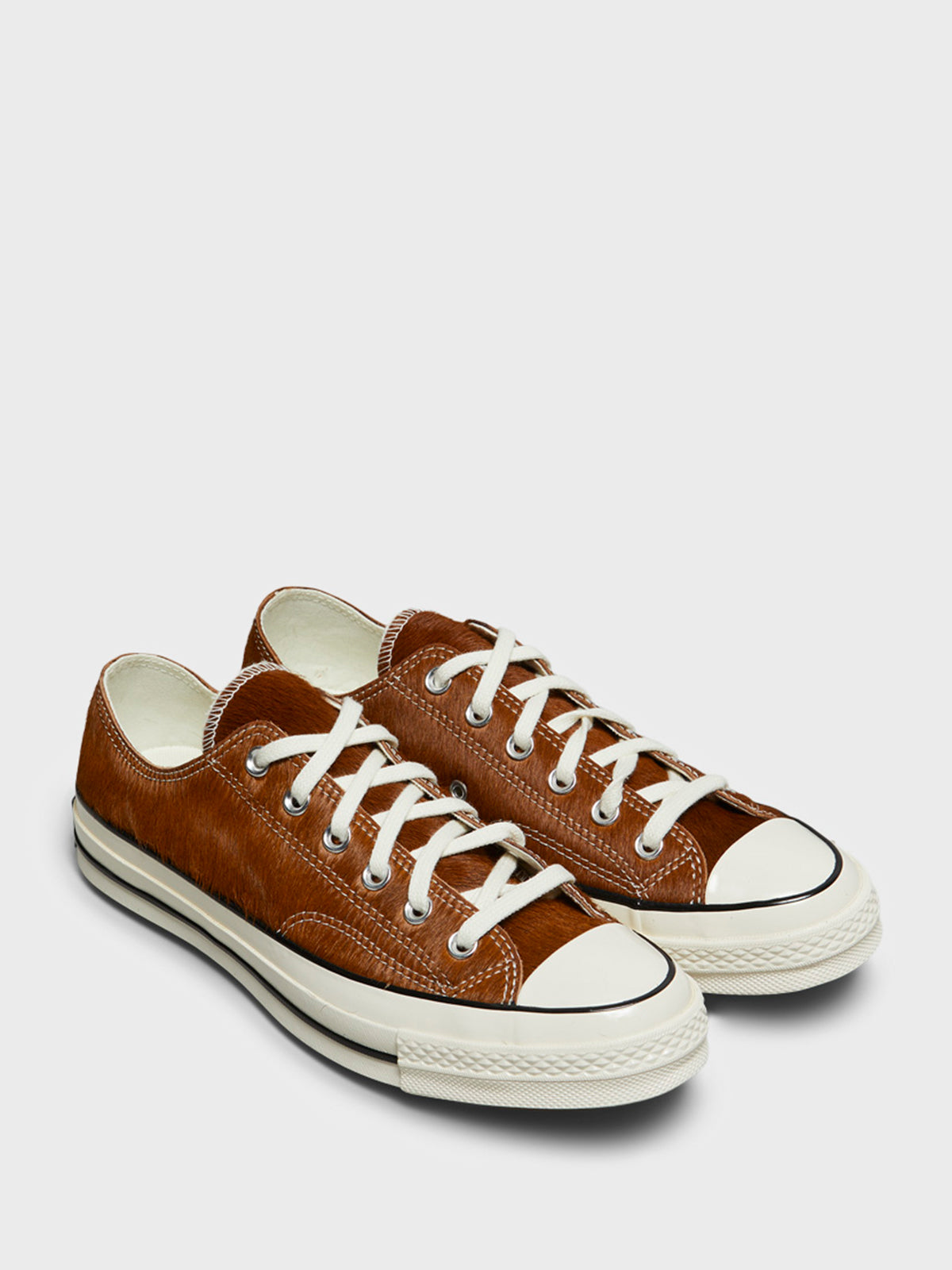 Converse - Chuck 70 Low Top Pony Hair Sneakers in Brown and Egret