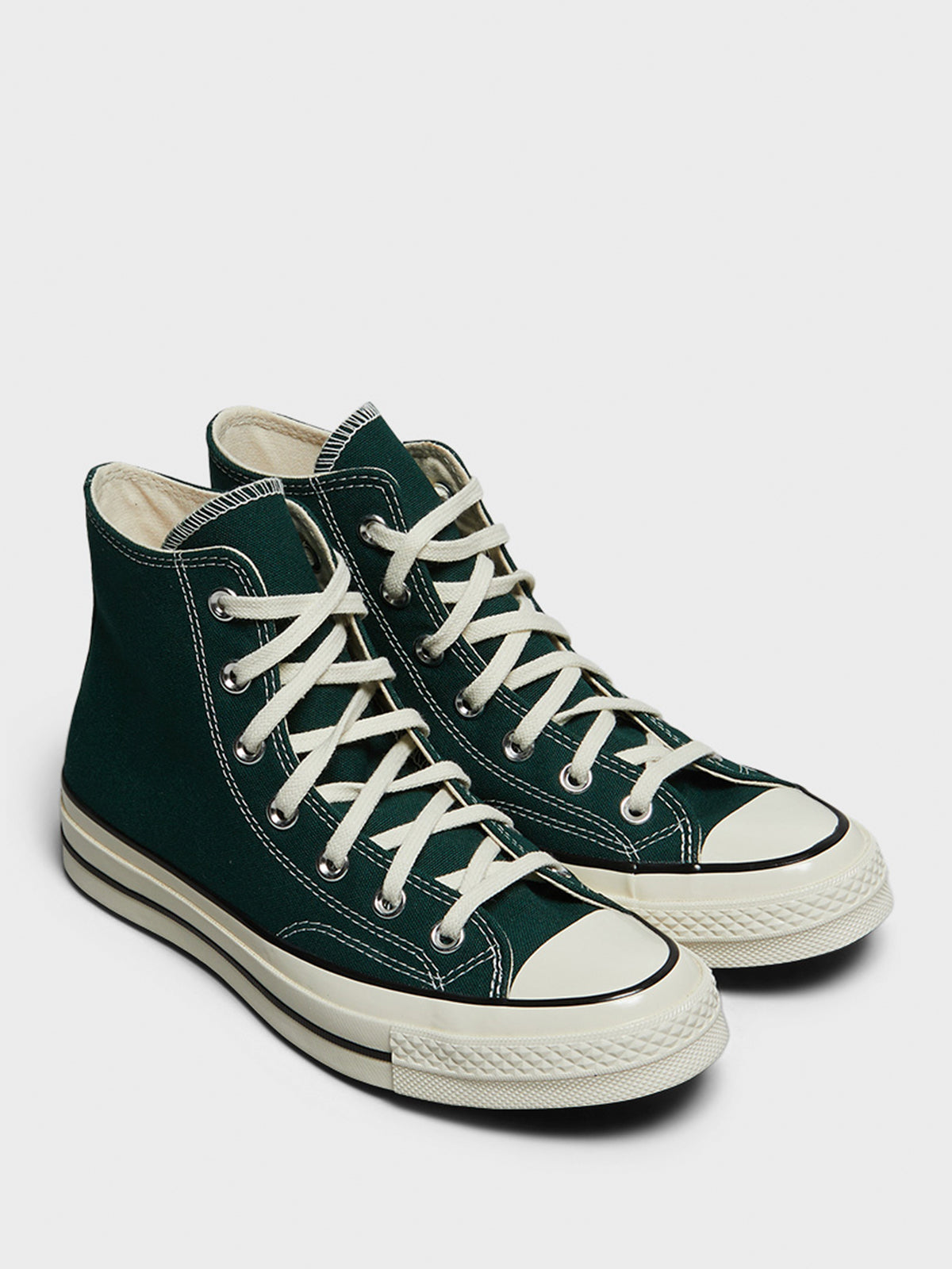 Converse - Chuck 70 High Top Canvas Sneakers in Green Envy, Egret and Black