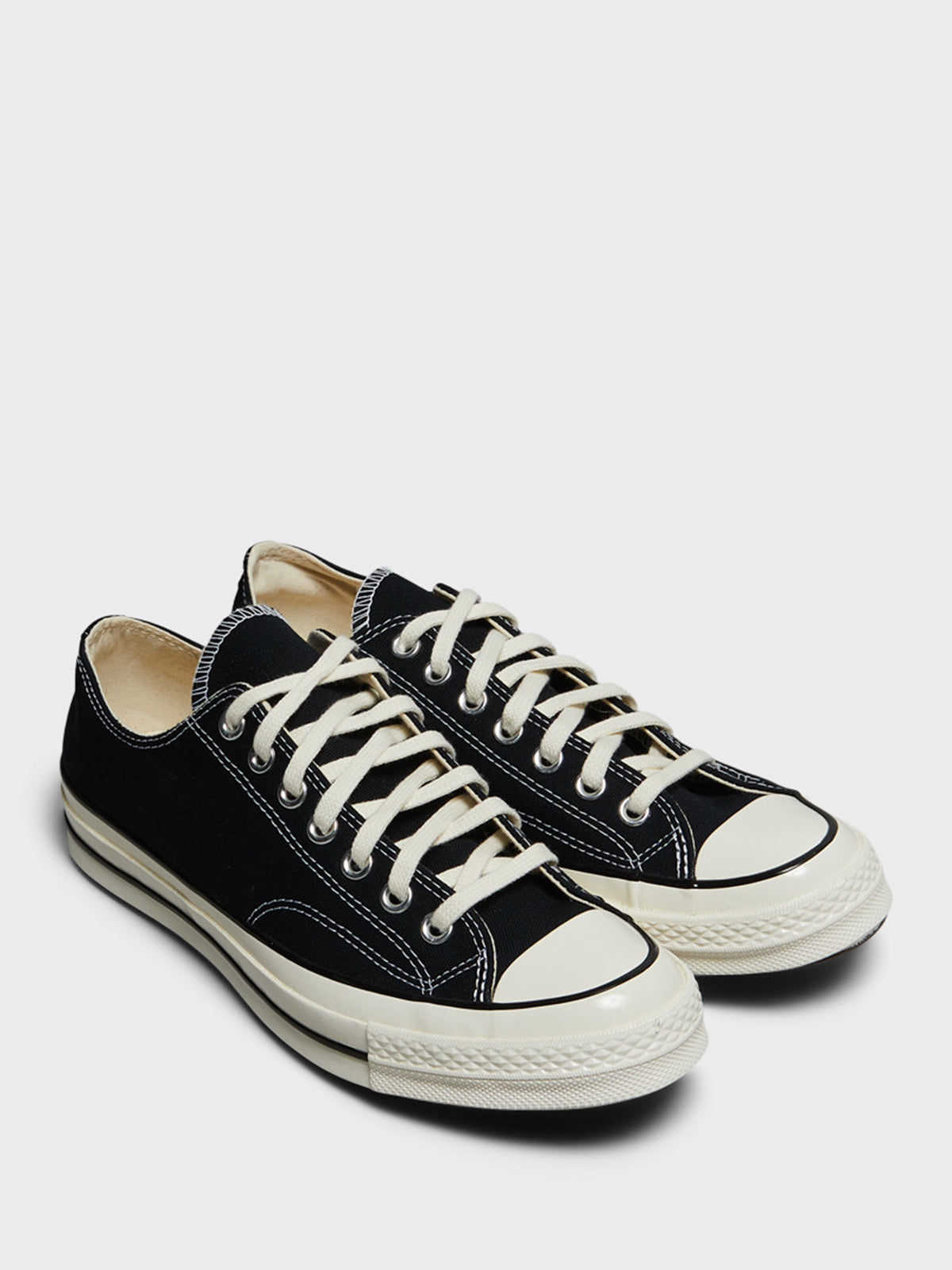 Converse - Chuck 70 Low Top Canvas Sneakers in Black/Black/Egret