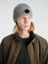 C.P. Company - Extrafine Merino Wool Lens Beanie in Fallen Rock