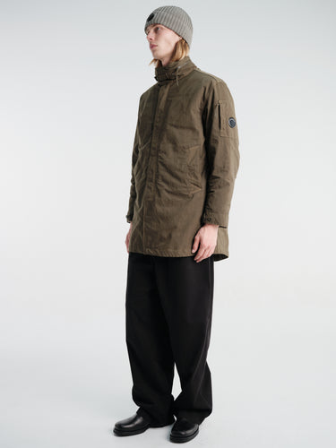 C.P. Company - Twill Hooded Fishtail Parka in Ivy Green