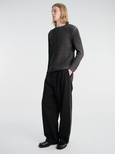 C.P. Company - Cotton Gabardine Boxy Pleats Pants in Black