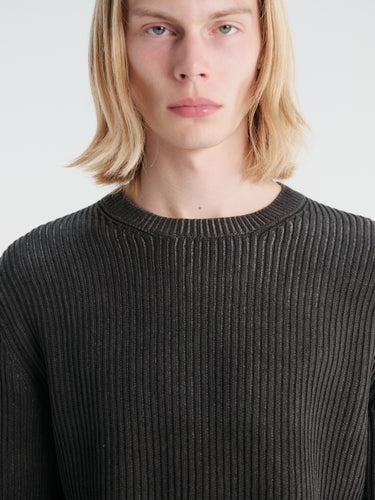 C.P. Company - Cotton Chenille Knitwear Crew Neck in Raven
