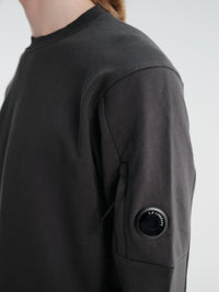 C.P. Company - Diagonal Raised Fleece Crewneck Lens Sweatshirt in Raven