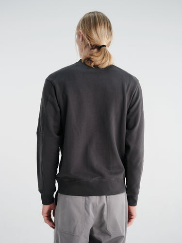 C.P. Company - Diagonal Raised Fleece Crewneck Lens Sweatshirt in Raven