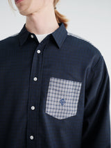 Dancer - Split Checked Shirt Navy in Navy