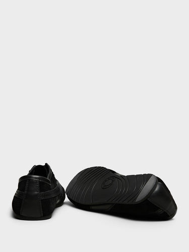 Dries Van Noten - Leather Trimmed Suede Sneakers in Black