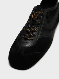 Dries Van Noten - Leather Trimmed Suede Sneakers in Black