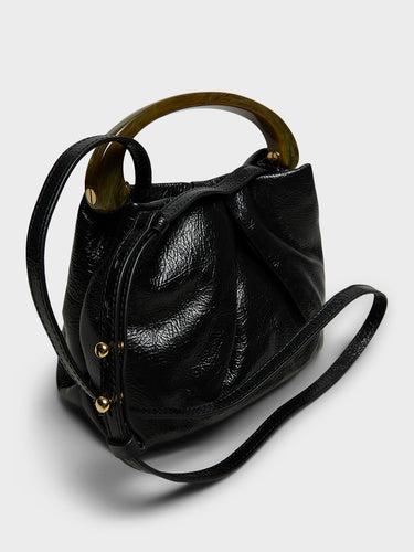 Dries Van Noten - Crisp Small Pleated Leather Bag in Black