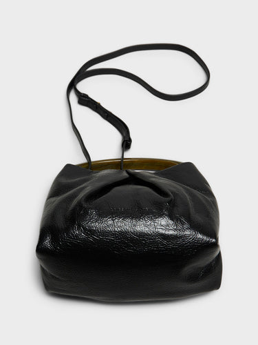 Dries Van Noten - Crisp Small Pleated Leather Bag in Black