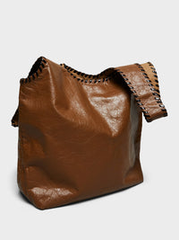 Dries Van Noten - Large Leather Tote Bag in Tan