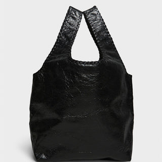 Dries Van Noten - Large Leather Tote Bag in Black