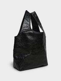 Dries Van Noten - Large Leather Tote Bag in Black