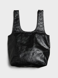 Dries Van Noten - Large Leather Tote Bag in Black