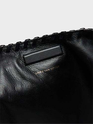 Dries Van Noten - Large Leather Tote Bag in Black
