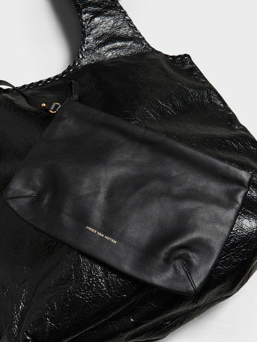 Dries Van Noten - Large Leather Tote Bag in Black