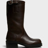 Dries Van Noten - Leather Biker Boots in Dark Brown