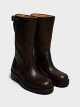 Dries Van Noten - Leather Biker Boots in Dark Brown