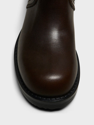 Dries Van Noten - Leather Biker Boots in Dark Brown