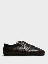 Dries Van Noten - Dustin Snake-Embossed Leather Retro in Dark Brown