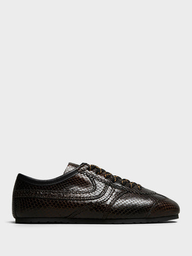 Dries Van Noten - Dustin Snake-Embossed Leather Retro in Dark Brown