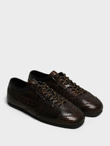 Dries Van Noten - Dustin Snake-Embossed Leather Retro in Dark Brown