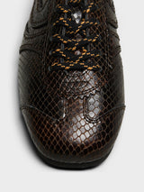 Dries Van Noten - Dustin Snake-Embossed Leather Retro in Dark Brown