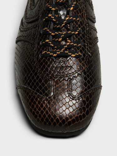 Dries Van Noten - Dustin Snake-Embossed Leather Retro in Dark Brown