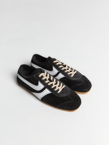 Dries Van Noten - Leather-Trimmed Suede Sneakers in Black and White