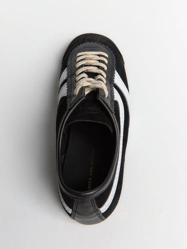 Dries Van Noten - Leather-Trimmed Suede Sneakers in Black and White