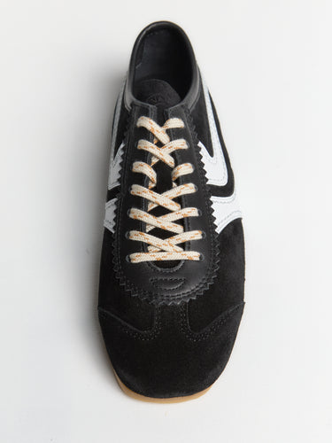 Dries Van Noten - Leather-Trimmed Suede Sneakers in Black and White