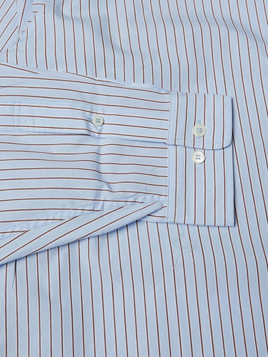 Dunst - Unisex Informal Shirt in Blue Brown Stripe