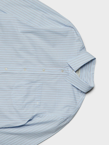 Dunst - Unisex Oversized Striped Shirt in Sky Blue Stripe
