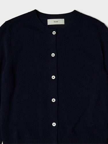 Dunst - Essential Crewneck Knit Cardigan in Dark Navy