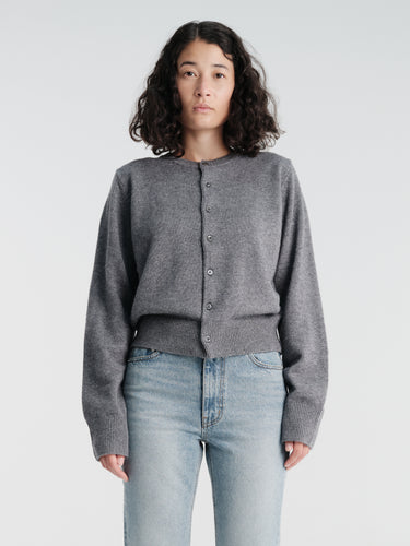 Dunst - Unisex Crewneck Knit Cardigan in Grey