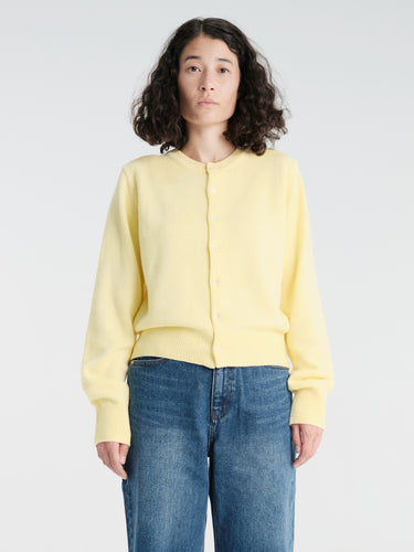 Dunst - Unisex Crewneck Knit Cardigan in Lemon Butter