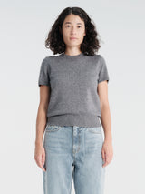 Dunst - Half Sleeve Knit Top in Melange Grey