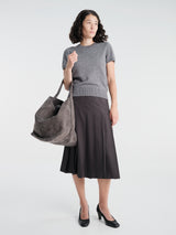 Dunst - Half Sleeve Knit Top in Melange Grey