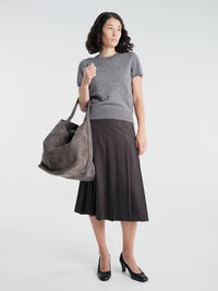 Dunst - Half Sleeve Knit Top in Melange Grey