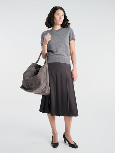 Dunst - Half Sleeve Knit Top in Melange Grey