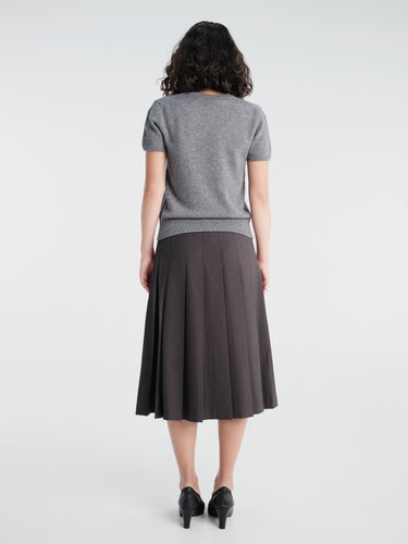 Dunst - Half Sleeve Knit Top in Melange Grey