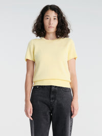 Dunst - Half Sleeve Knit Top in Lemon Butter