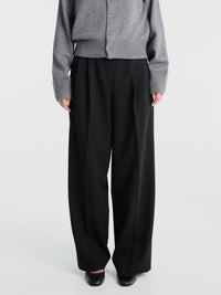Dunst - Double Pleated Wide Tousers in Black