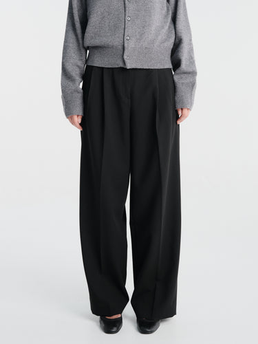 Dunst - Double Pleated Wide Tousers in Black