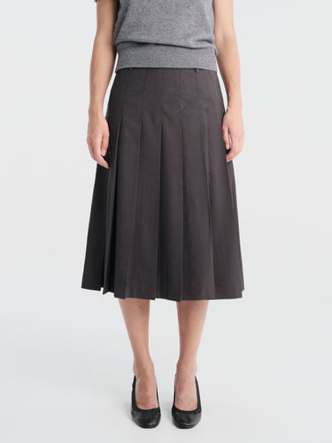 Dunst - Pleats Long Skirt in Charcoal Grey