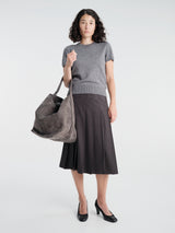 Dunst - Pleats Long Skirt in Charcoal Grey